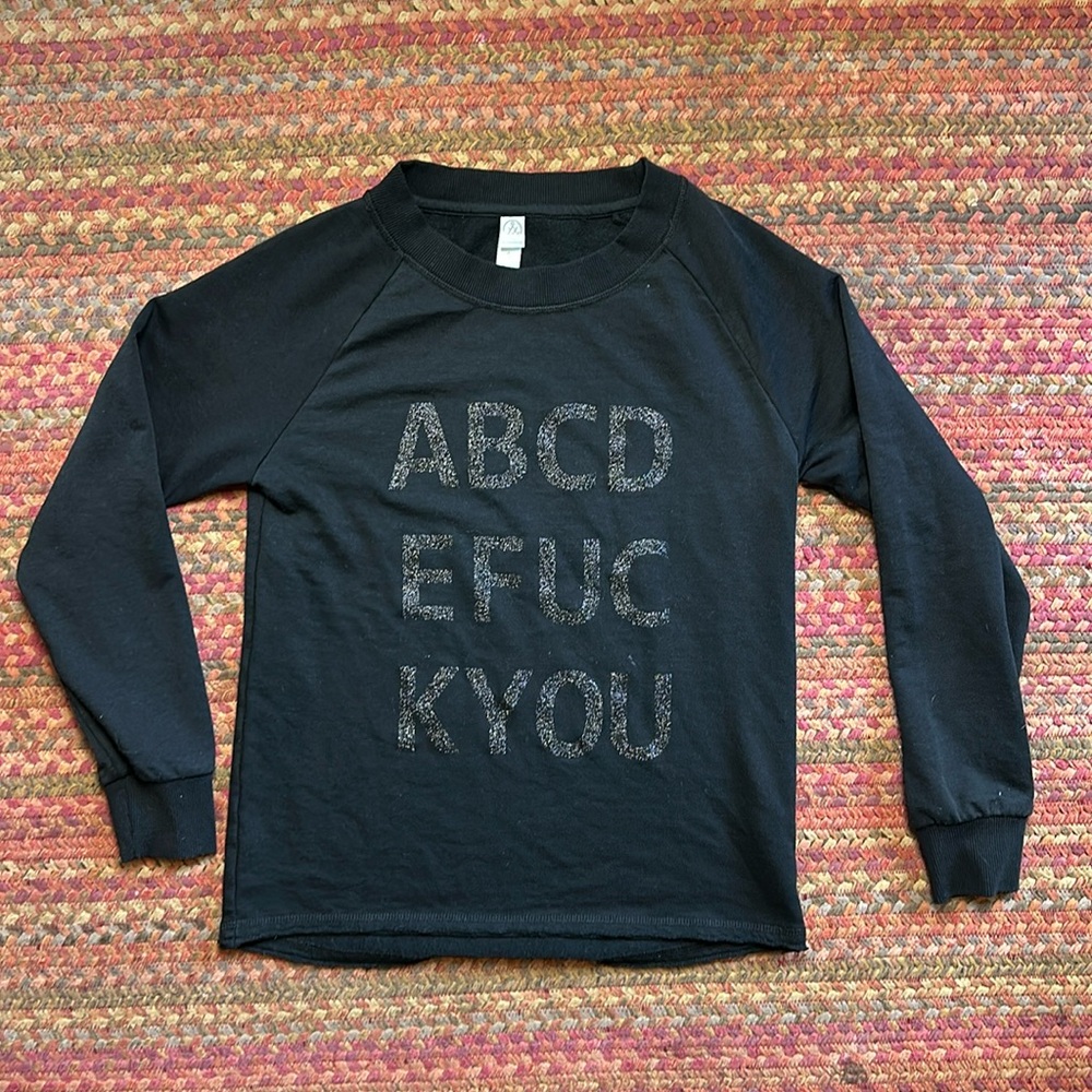 BLACK GLITTER ALPHABET SWEATSHIRT